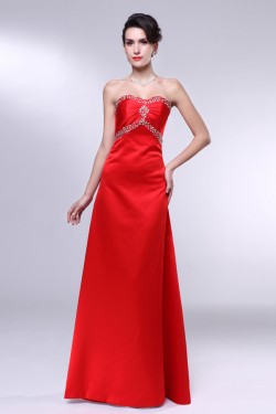 A-Line Beaded Long Red Prom Evening Formal Dresses ED011008