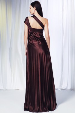A-Line One-Shoulder Pleated Long Prom Evening Formal Dresses ED011011