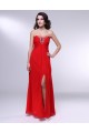 Sheath/Column Sweetheart Split-Front Beaded Long Red Chiffon Prom Evening Formal Dresses ED011012