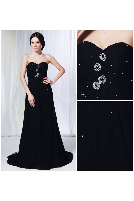 A-Line Sweetheart Beaded Long Black Chiffon Prom Evening Formal Dresses ED011014 A-Line Sweetheart Beaded Long Black Chiffon Prom Evening Formal Dresses ED011014
