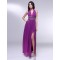 A-Line Halter Beaded Split-Front Long Purple Chiffon Prom Evening Formal Dresses ED011017