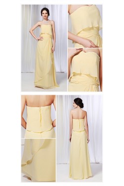 Sheath/Column Strapless Long Yellow Chiffon Prom Evening Bridesmaid Dresses ED011018