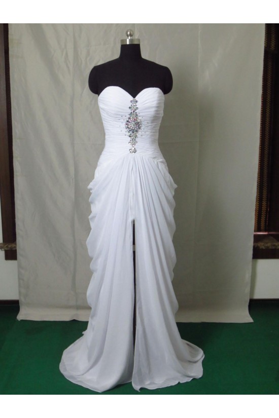 Modest Long White Prom Dresses Evening Party Gowns ED011020