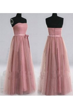 A-Line Strapless Tulle Long Prom Evening Formal Dresses ED011022