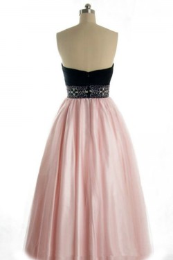 A-Line Sweetheart Black Pink Beaded Long Prom Evening Formal Dresses ED011023