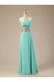 A-Line Jewel Beaded Long Blue Chiffon Prom Evening Formal Dresses ED011024