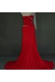 Sheath Beaded One Long Sleeve Long Red Chiffon Prom Evening Formal Dresses ED011025