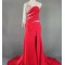 Sheath Beaded One Long Sleeve Long Red Chiffon Prom Evening Formal Dresses ED011025