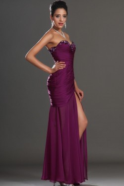 Sheath Sweetheart Beaded Long Chiffon Prom Evening Formal Dresses ED011026