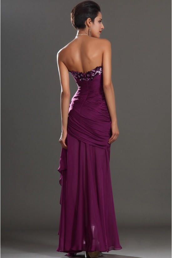 Sheath Sweetheart Beaded Long Chiffon Prom Evening Formal Dresses ED011026