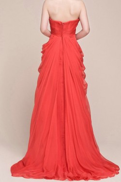 Sheath/Column Sweetheart Beaded Long Chiffon Prom Evening Formal Dresses ED011027