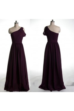 A-Line One-Shoulder Long Chiffon Prom Evening Formal Dresses ED011028