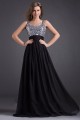 A-Line Beaded Sequins Long Black Chiffon Prom Evening Formal Dresses ED011029