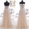 A-Line Sweetheart Beaded Tulle Long Prom Evening Formal Dresses ED011030