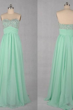 A-Line Sweetheart Beaded Long Chiffon Prom Evening Formal Dresses ED011031