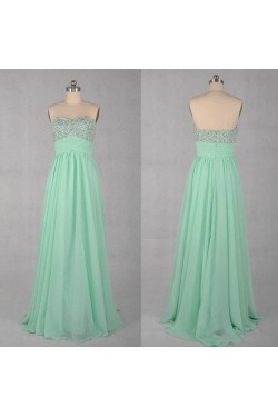 A-Line Sweetheart Beaded Long Chiffon Prom Evening Formal Dresses ED011031