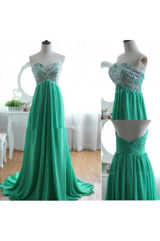 A-Line Sweetheart Beaded Long Green Chiffon Prom Evening Formal Dresses ED011032 A-Line Sweetheart Beaded Long Green Chiffon Prom Evening Formal Dresses ED011032