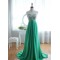 A-Line Sweetheart Beaded Long Green Chiffon Prom Evening Formal Dresses ED011032