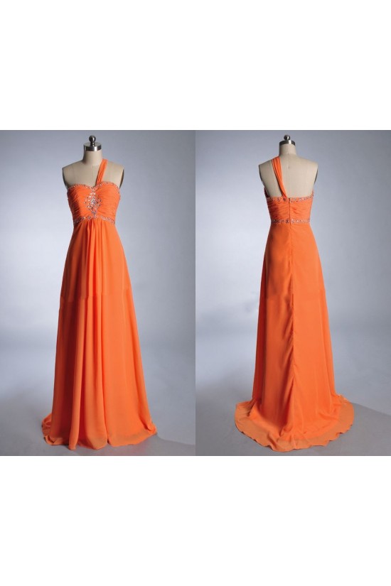 A-Line One-Shoulder Beaded Long Chiffon Prom Evening Formal Dresses ED011039 A-Line One-Shoulder Beaded Long Chiffon Prom Evening Formal Dresses ED011039
