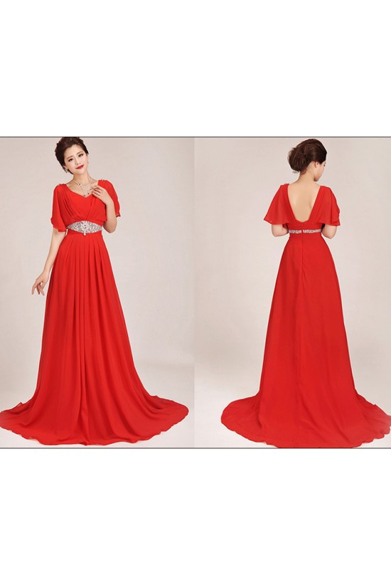 A-Line Short Sleeve Beaded Long Red Chiffon Prom Evening Formal Dresses ED011041 A-Line Short Sleeve Beaded Long Red Chiffon Prom Evening Formal Dresses ED011041