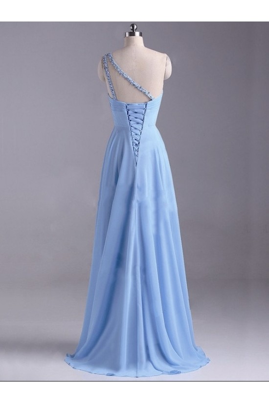 A-Line One-Shoulder Beaded Long Chiffon Prom Evening Formal Dresses ED011043 A-Line One-Shoulder Beaded Long Chiffon Prom Evening Formal Dresses ED011043