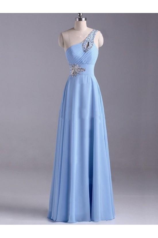 A-Line One-Shoulder Beaded Long Chiffon Prom Evening Formal Dresses ED011043 A-Line One-Shoulder Beaded Long Chiffon Prom Evening Formal Dresses ED011043