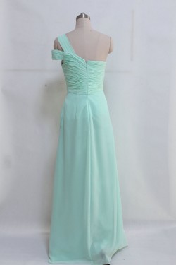 A-Line One-Shoulder Long Chiffon Prom Evening Formal Dresses ED011045