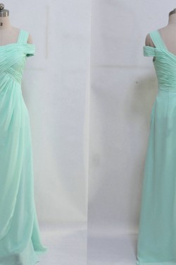 A-Line One-Shoulder Long Chiffon Prom Evening Formal Dresses ED011045