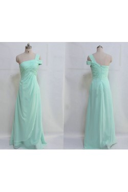 A-Line One-Shoulder Long Chiffon Prom Evening Formal Dresses ED011045