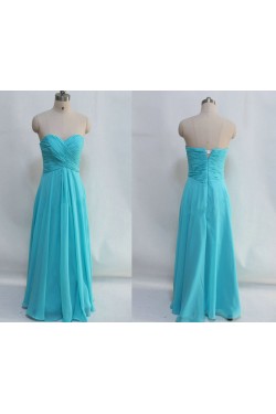 A-Line Sweetheart Long Blue Chiffon Prom Evening Bridesmaid Dresses ED011048