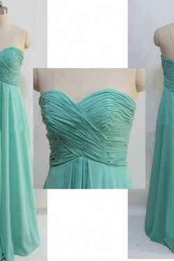 A-Line Sweetheart Long Green Chiffon Prom Evening Bridesmaid Dresses ED011049