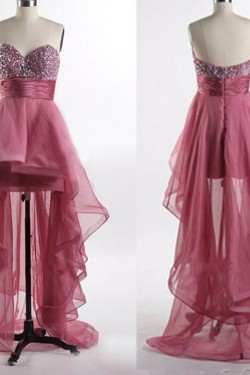 High Low Sweetheart Beaded Prom Evening Formal Dresses ED011050