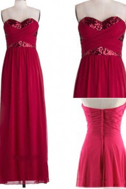 Sheath/Column Sweetheart Sequins Long Chiffon Prom Evening Formal Dresses ED011051