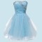 A-Line Beaded Strapless Short Blue Prom Evening Formal Dresses ED011052