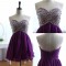 A-Line Sweetheart Beaded Short Purple Chiffon Prom Evening Formal Dresses ED011059