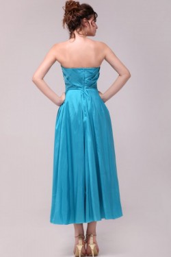 A-Line Strapless Short Blue Beaded Prom Evening Formal Party Dresses ED010106