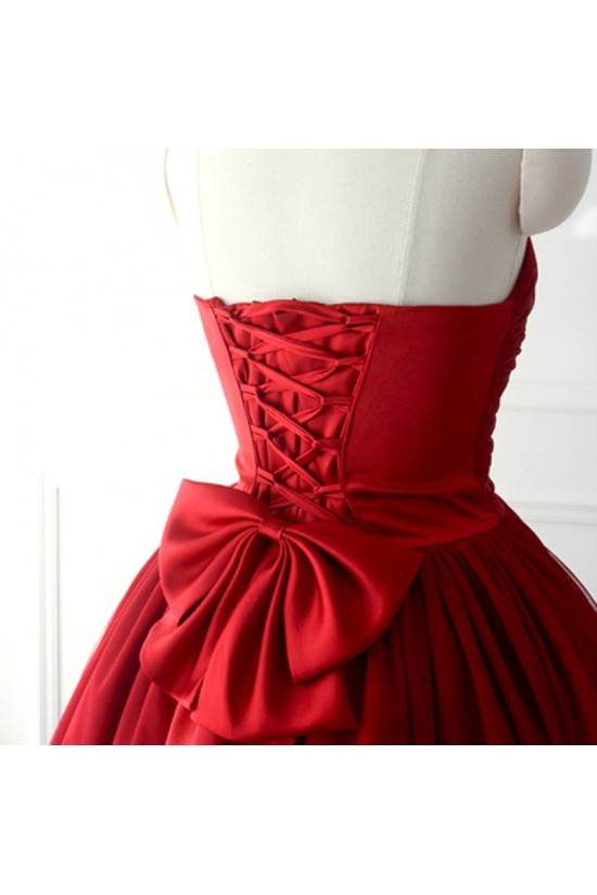 Short/Mini Sweetheart Red Tulle and Satin Prom Evening Formal Cocktail Dresses ED011063