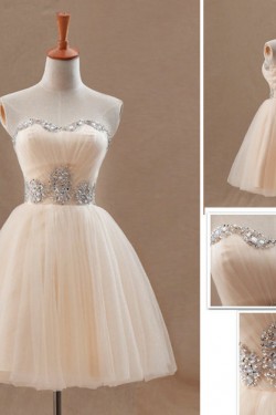 Short/Mini Sweetheart Beaded Tulle Prom Evening Formal Cocktail Dresses ED011064