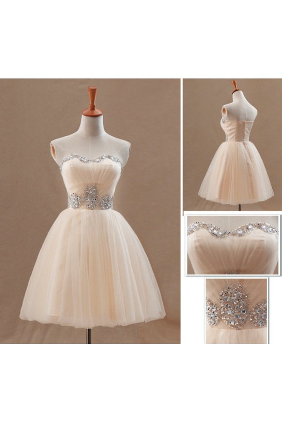 Short/Mini Sweetheart Beaded Tulle Prom Evening Formal Cocktail Dresses ED011064