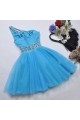 Short/Mini One-Shoulder Beaded Tulle Prom Evening Formal Dresses ED011068