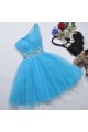 Short/Mini One-Shoulder Beaded Tulle Prom Evening Formal Dresses ED011068