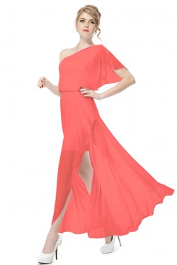 One-Shoulder Long Chiffon Prom Evening Formal Party Dresses ED010107