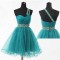A-Line One-Shoulder Beaded Tulle Prom Evening Formal Dresses ED011070