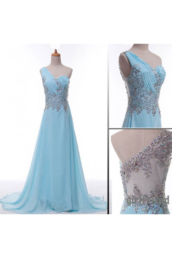 A-Line One-Shoulder Beaded Long Chiffon Prom Evening Formal Dresses ED011071 A-Line One-Shoulder Beaded Long Chiffon Prom Evening Formal Dresses ED011071