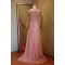 A-Line V-Neck Long Pink Chiffon Prom Evening Formal Dresses ED011072