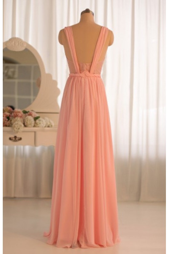 A-Line Long Pink Chiffon Prom Evening Formal Dresses ED011073 A-Line Long Pink Chiffon Prom Evening Formal Dresses ED011073