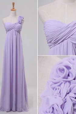Empire One-Shoulder Long Chiffon Prom Evening Maternity Bridesmaid Dresses ED011076