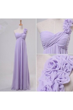 Empire One-Shoulder Long Chiffon Prom Evening Maternity Bridesmaid Dresses ED011076