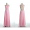 A-Line One-Shoulder Beaded Long Pink Chiffon Prom Evening Formal Dresses ED011077