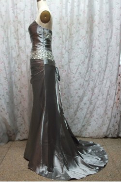 A-Line Strapless Beaded Long Prom Evening Formal Dresses ED011078
